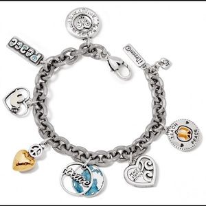 Rare! Brighton Love & Peace Silver Charm Bracelet